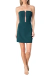 Dress The Population Chloe Illusion Inset Strapless Minidress In Pine