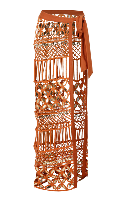 Raisa Vanessa Women's Embellished Cotton Sarong Skirt In Brown