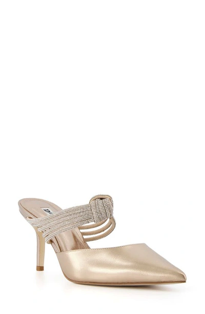 Dune London Croatias Embellished Pointed Toe Mule In Gold