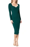 Dress The Population Sonia Long Sleeve Dress In Pine