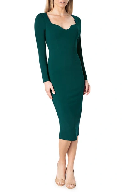 Dress The Population Sonia Long Sleeve Dress In Pine