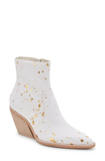 Dolce Vita Volli Pointed Toe Bootie In Gold Multi Calf Hair