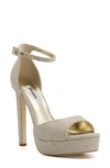 Dune London Mascots Platform Ankle Strap Sandal In Gold