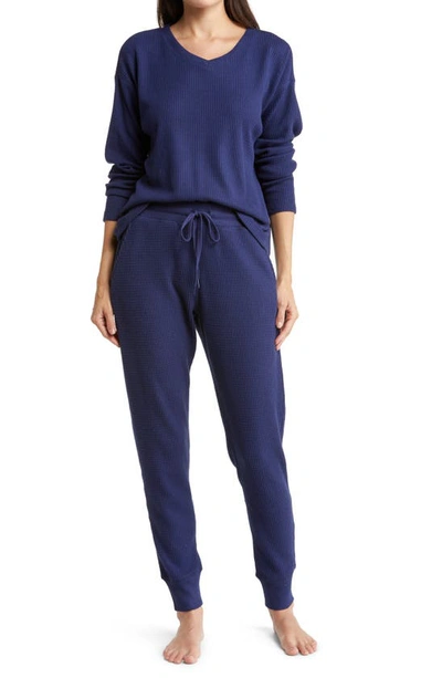 Papinelle Super Soft Waffle Weave Pajamas In Navy