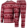 Concepts Sport Cardinal Arkansas Razorbacks Ugly Sweater Long Sleeve T-shirt And Pants Sleep Set In Cardinal