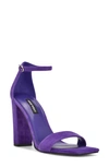 Nine West Women's Marrie Square Toe Block Heel Dress Sandals Women's Shoes In Purple Suede