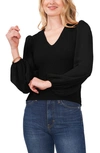 1.state Smock Bodice Chiffon Top In Black