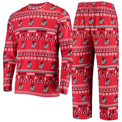 Concepts Sport Red Georgia Bulldogs Ugly Sweater Knit Long Sleeve Top And Pant Set