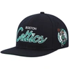 MITCHELL & NESS MITCHELL & NESS BLACK BOSTON CELTICS HARDWOOD CLASSICS SCRIPT 2.0 SNAPBACK HAT