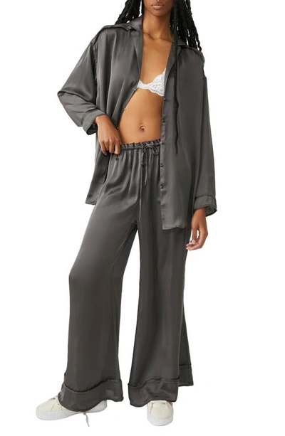 Free People Dreamy Days Pajamas In Washed Black