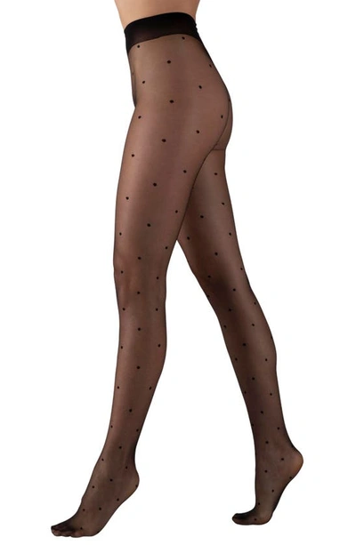 Lechery Shiny Dot Tights In Black