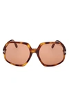 Tom Ford Delphine 60mm Gradient Sunglasses In Blonde Havana / Brown