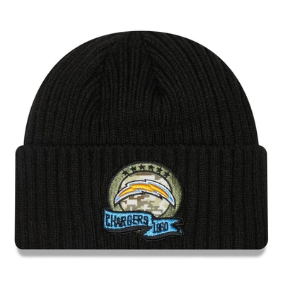 NEW ERA YOUTH NEW ERA BLACK LOS ANGELES CHARGERS 2022 SALUTE TO SERVICE KNIT HAT