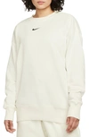 Nike Women's  Sportswear Phoenix Fleece Oversized Crew-neck Sweatshirt In Sail/ Black