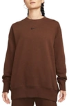 Nike Women's  Sportswear Phoenix Fleece Oversized Crewneck Sweatshirt In Brown