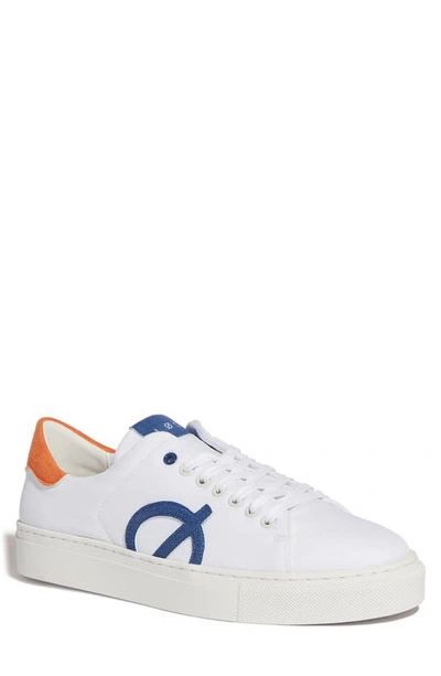 Loci Men's Nine Classic Vegan Low-top Trainers In White/ Orange/ Blue