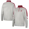 Colosseum Men's  Gray And Crimson Washington State Cougars Bushwood Fleece Quarter-zip Jacket In Gray