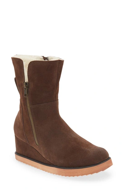 Chocolat Blu Mallory Genuine Shearling Lined Boot In Chocolate Suede
