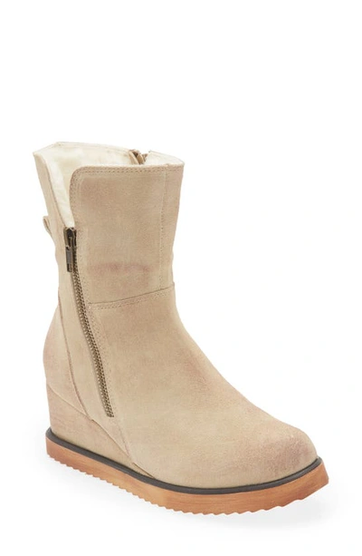Chocolat Blu Mallory Genuine Shearling Lined Boot In Tan Suede