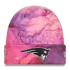 NEW ERA YOUTH NEW ERA PINK NEW ENGLAND PATRIOTS 2022 NFL CRUCIAL CATCH KNIT HAT