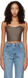 The Mannei Oviedo Corset Leather Top In Grey