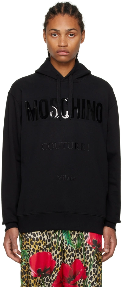 Moschino Black 'couture' Hoodie In A1555 Fantasy Print