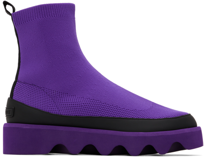 Issey Miyake Purple United Nude Edition Bounce Fit-3 Boots In Blue Violet