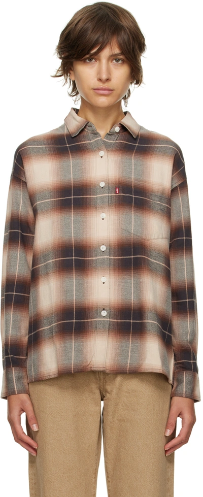 Levi's Brown Check Shirt In Celine Plaid Cement