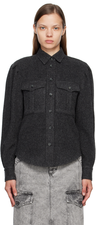 Isabel Marant Étoile Gray Limiza Coat In Ecbk Ecru/black