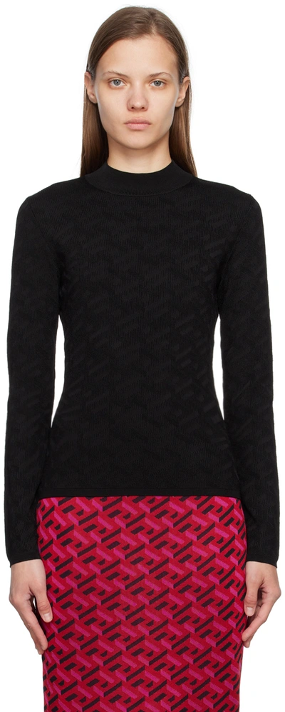 Versace Black La Greca Jacquard Knitted Jumper