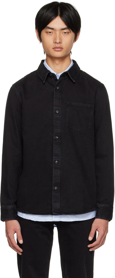Apc Valerian Patch-pocket Denim Shirt In Black