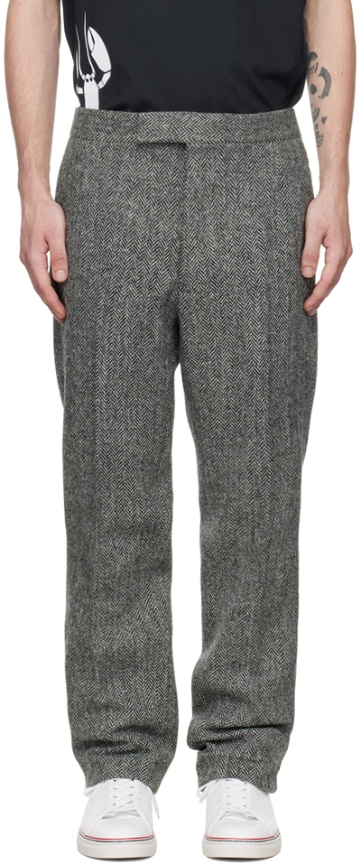 Thom Browne Gray Classic Backstrap Trousers In 980 Blk/wht