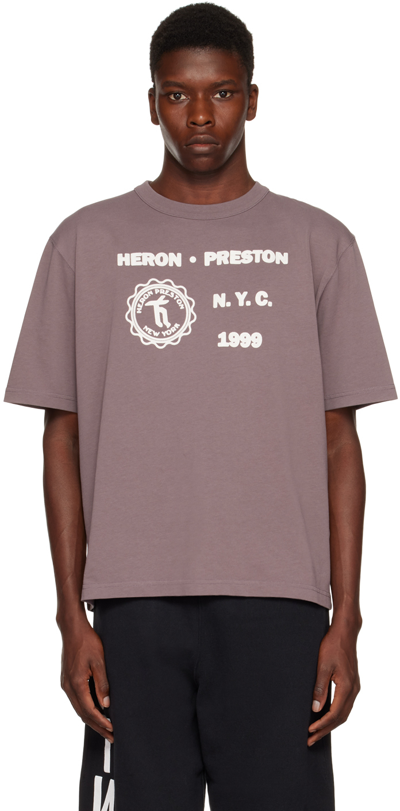 Heron Preston Medieval Heron Graphic-print Relaxed-fit Cotton-jersey T-shirt In Grey