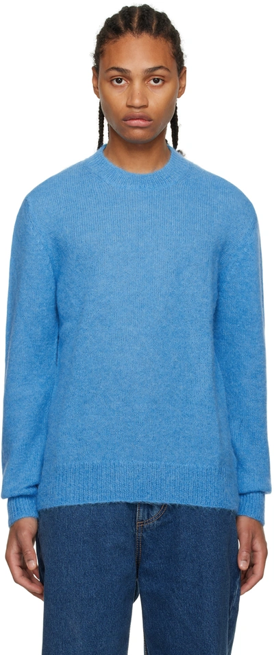 Nn07 Walther Brushed Knitted Sweater In Blue