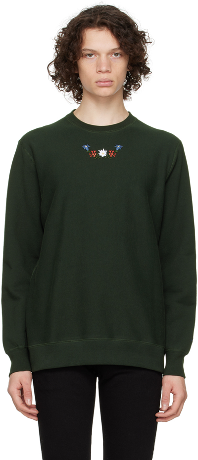 Noah Green Embroidered Sweatshirt In Mgn Midnight Green