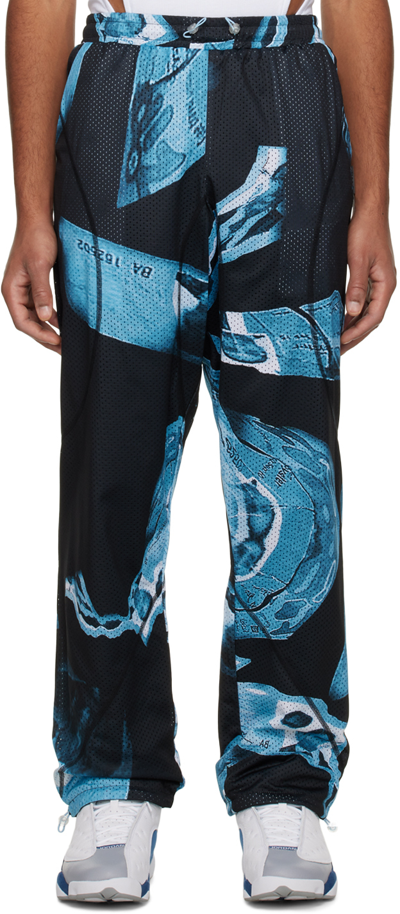 Saul Nash Black & Blue Printed Reversible Trousers In Blue / Blac
