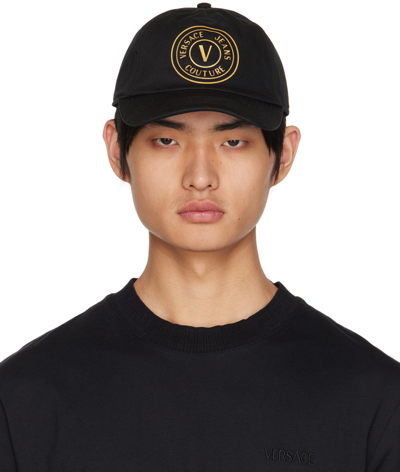 Versace Jeans Couture Logo印花棒球帽 In Black