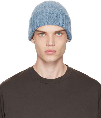 Our Legacy Blue Rolled Brim Beanie In Funky Blue Acrylic