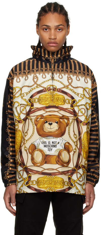Moschino Teddy Bear Motif Half-zip Jacket In Multi-colored