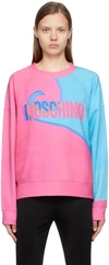 MOSCHINO PINK & BLUE PROJECTION PRINT SWEATSHIRT