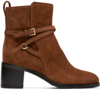 Rag & Bone Hazel Suede Buckle Ankle Booties In Chestnutsd