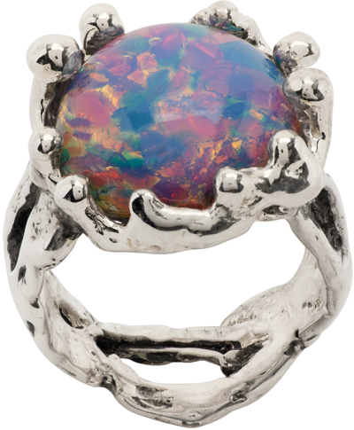 Mondo Mondo Silver & Multicolor Magician Ring In Pink Opal