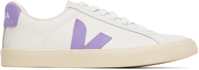 Veja + Net Sustain Esplar Suede-trimmed Leather Sneakers In Wht/lave