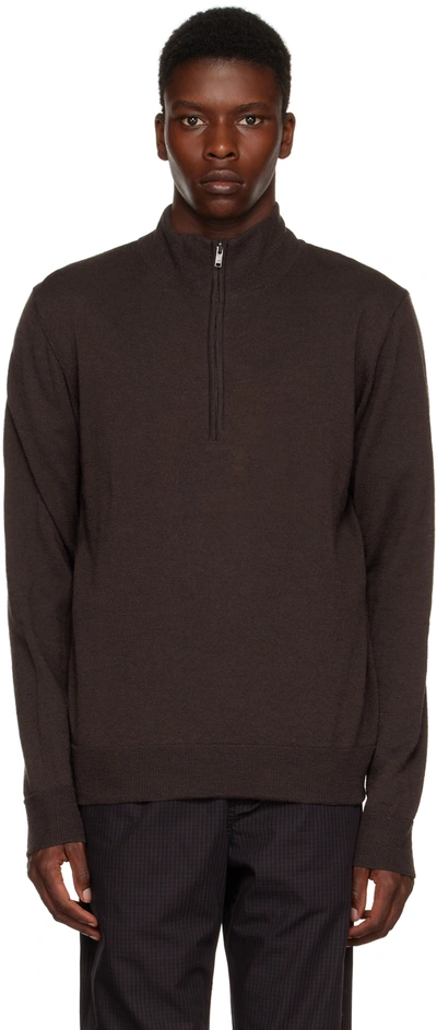 Wood Wood Brown Pelle Half-zip Wool Jumper