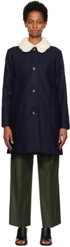 Apc Navy New Doll Coat In Iak Dark Navy