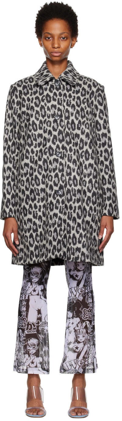 Apc Poupee Leopard-print Wool-blend Coat In Beis