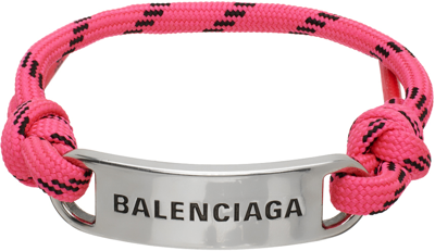 Balenciaga Plate Bracelet In Fluo Pnk Blk Ant Sil