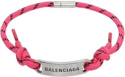 Balenciaga Pink & Black Plate Choker In 5620 Fluo Pnk/blk/an