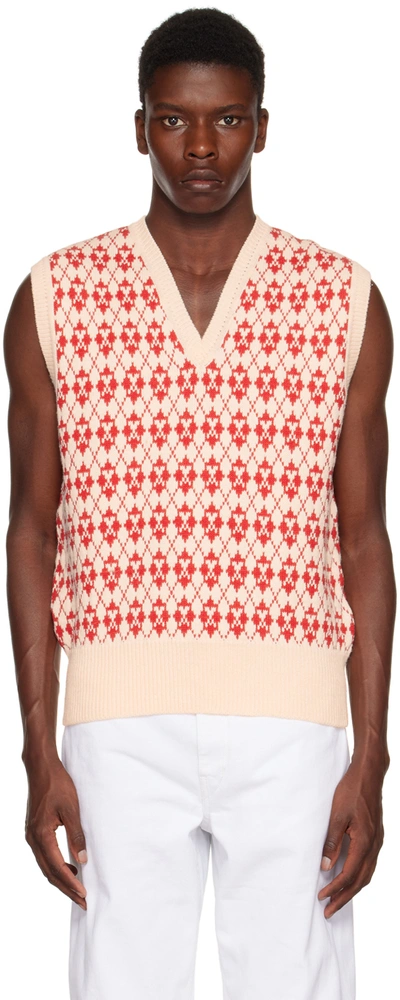 Ami Alexandre Mattiussi Logo-jacquard Knitted Sweater Vest In Red