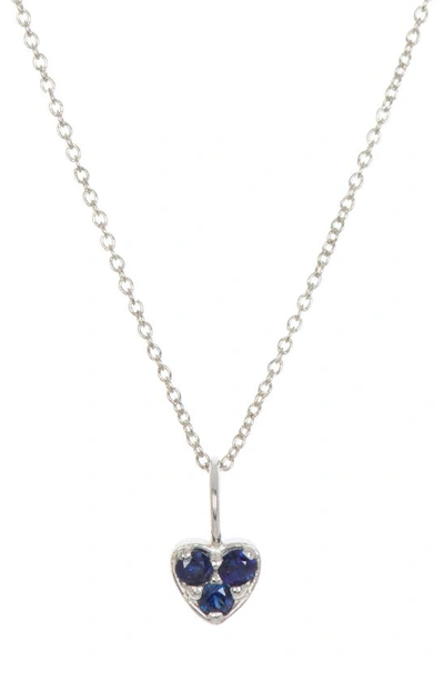 Bony Levy 18k White Gold Sapphire Heart Pendant Necklace